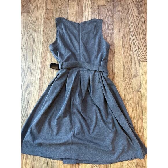 Ralph Lauren Cocktail Dress Women 12 Deep Gray Pleated Sleeveless Belted - Picture 2 of 5